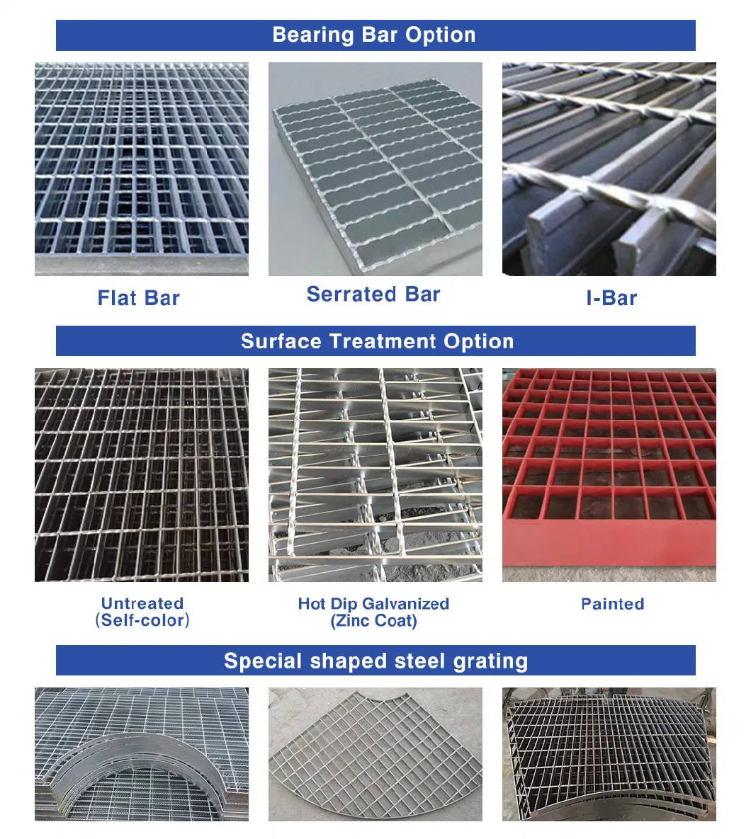 OEM سفارشی گرم غوطه ور گالوانیزه صاف / Serrated فولاد Grating برای بستر راهرو / خندق فاضلاب پوشش 2