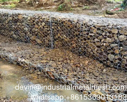 سبد سیم گابیون باخته شده گالوانیزه برای حفاظت از بستر رودخانه