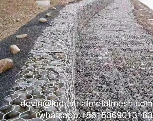 سبد سیم گابیون باخته شده گالوانیزه برای حفاظت از بستر رودخانه