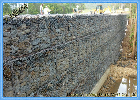 60X80mm، 3mx1mx1m سیم گالوانیزه Gabion جعبه / گریبان سبد است